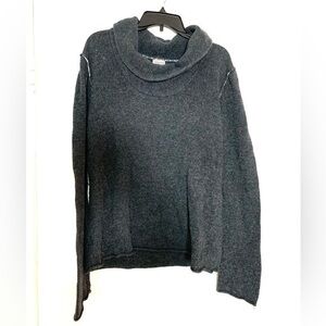 Converse Wool Sweater Pullover Cowl Neck Classic Casual Cozy Charcoal Gray XL